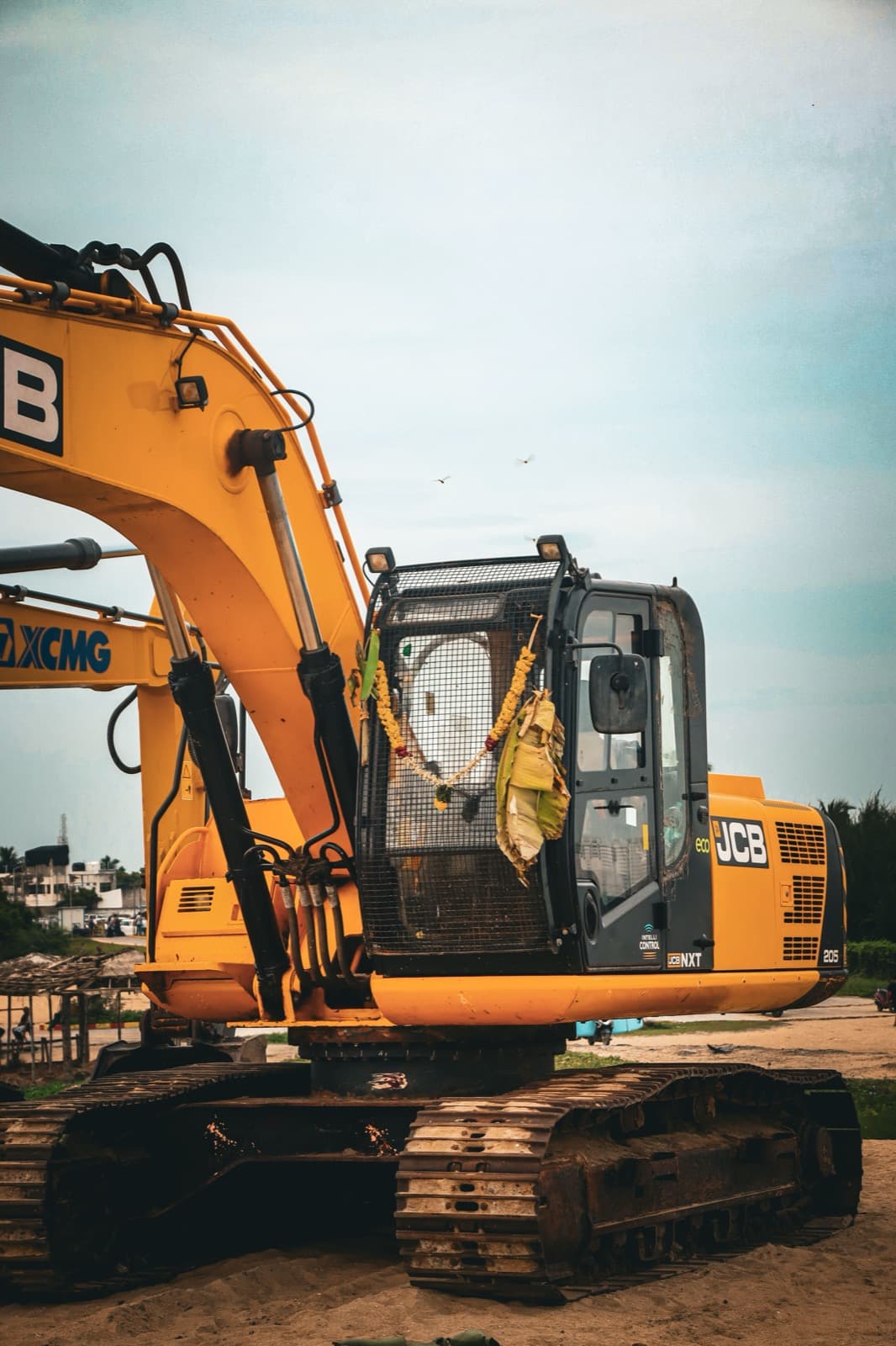Heavy construction excavator on a job site