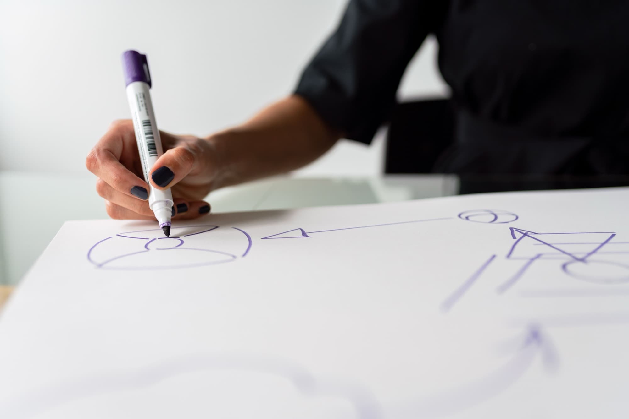 Strategist mapping a growth plan on a whiteboard